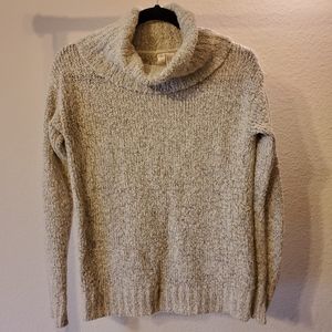 Grey Turtleneck Knit Sweater